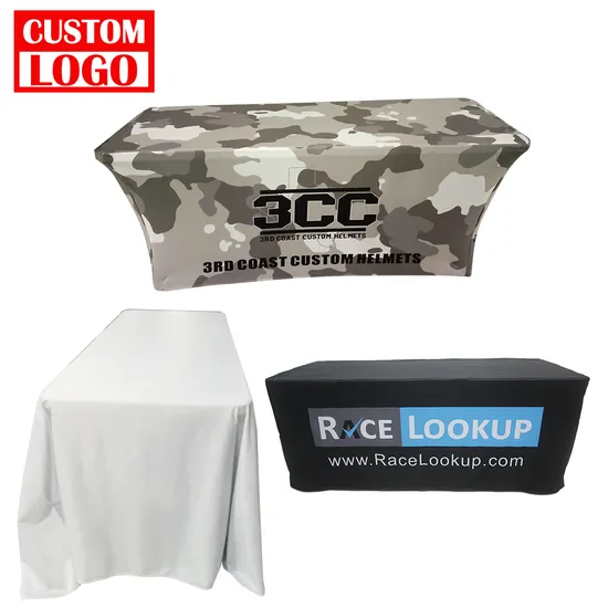 Custom Printing Design Stretch Table Cover Private Advertising Event Exhibition Table Cover