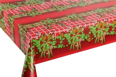 PVC Colorful Rectangular Waterproof Oilproof Table Cloth for Christmas