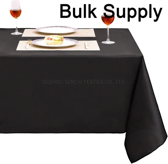 Durability Rectangle Tablecloth, Black Tablecloth, Polyester Fabric Tablecloth, Waterproof Tablecloth, Waterproof Fabric, Kitchen-Table-Textile