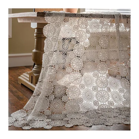 Wholesale Embroidery Lace Hollow Event Tablecloth White Wedding Decorations Moroccan Tablecloth