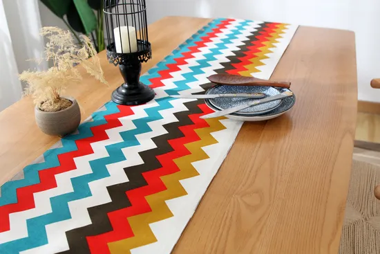 Nordic Style Printed Tablecloth Creative Fashion Mosaic Stripe Table Runner