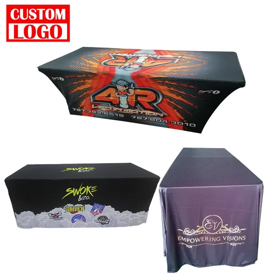 Wholesale Custom Made Any Logo Tablecover Polyester White Table Cloth