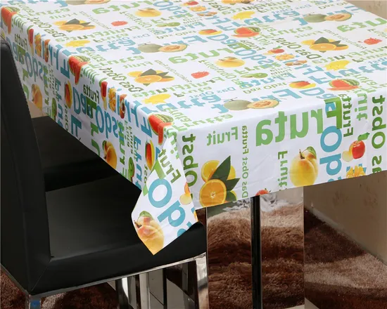 Food Design Waterproof PVC Table Cloth Plastic Printed Vinyl Table Cloth Rolls