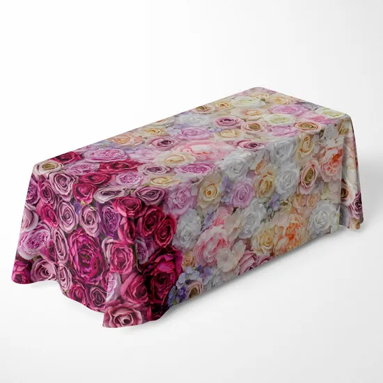 Wholesale Custom Printing Logo Banquet Table Cloth Rectangular Fitted Tablecloth Round Cloth Party White Wedding Table Cloth