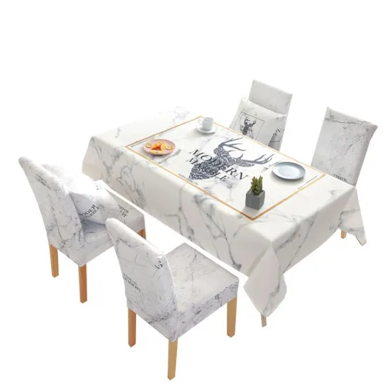Printed Waterproof Cotton and Linen Table Cloth for Home Rectangular Table Fitted Stretch Tablecloth