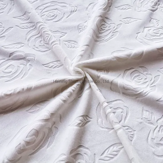 Home Textile 3D Rose Polyester Knitted Velvet Fabric for Mattress Quilting and Pillow Cover Burnout