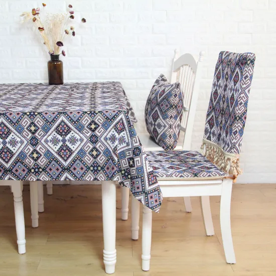 Floral Pattern Tablecloth Yarn-Dyed Rectangular Tablecloth and Picnic Mat for Home Use