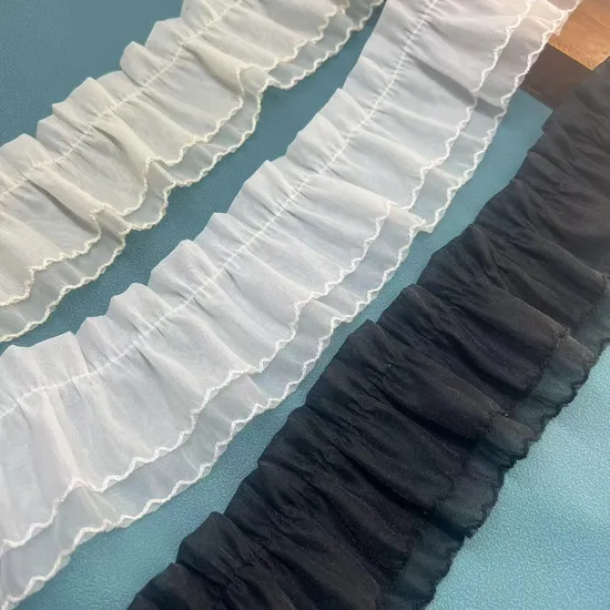 Double Layer Pleated Lace Lotus Leaf Skirt Hem Decoration Lace for Dress DIY