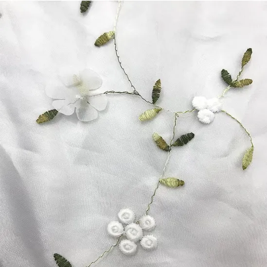 Mesh Three-Dimensional Flower Embroidery Fabric