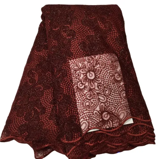 Three-Dimensional Flower Embroidery Mesh Fabric Random Pattern Wedding Dress Woven Crystal Fashion-Forward Lace Embroidery