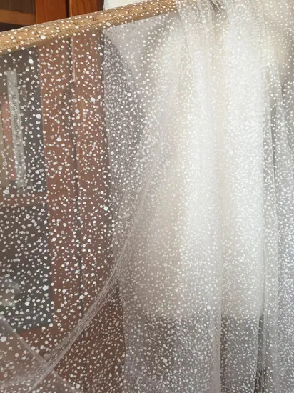 5 Yards /Lot Soft off White Glitte DOT Lace Tulle Bridal Veil Wedding Gown Hem Bodice Lace Sewing Craft Fabric 150cm Wide