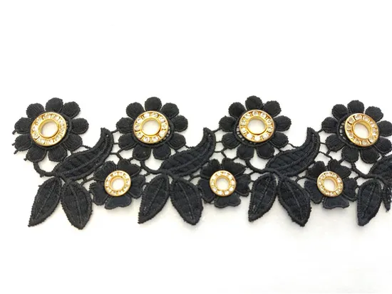 2020 New Design Hot Sale Chemical Lace with Metal Beads for Garments From China Manufacturer