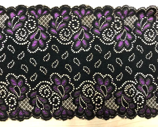 Factory Stock 18cm Colorful Stretch Lace Trim Elastic Nylon Spandex Lace Trim for Garment Hair Accessories