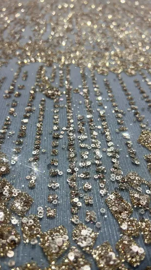 Gold Crystal 2023 African Wedding Dress Lace Mesh Tulle Overlay Glitter