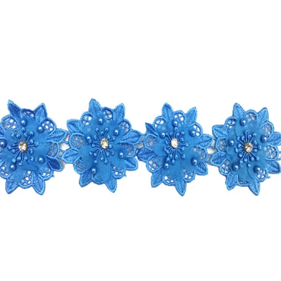 Newest Wholesale Colorful Chemical Lace with Beads for Garments 