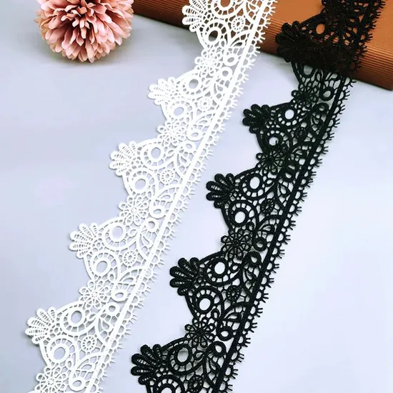 Wholesale China Various Styles Lace Trimming Border Polyester Hollow out White Embroidery Lace Trim