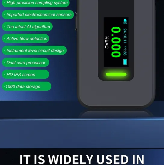 Professional-Grade Accuracy Electrochemical Breathalyzer for Personal & Professional Use