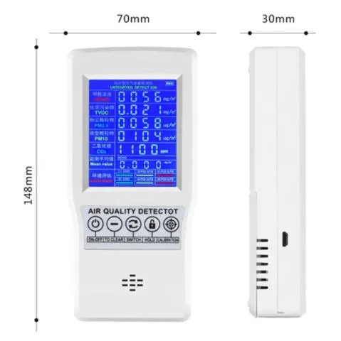 Hcho Formaldehyde Detector Carbon Dioxide Tester Air Quality Pm2.5 Pm10 Tvoc Gas Analyzer