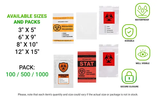 Customized 3 Layers / 4 Layers Laborary Eco-Friendly Biohazard Medical Sample Dental Kangaroo Transport Collection 95kpa Zipper Specimen Bag