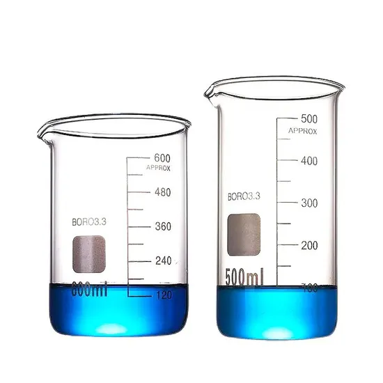 Laboratory Low Form 25ml 50ml 100ml 150ml 200ml 250ml 300ml 400ml 500ml Glass Measuring Beaker