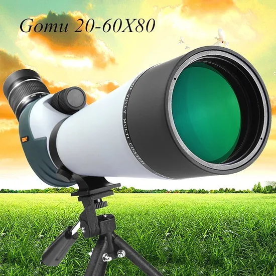 20-60X80 Zoom Monocular Telescope Powerful Spotting Scope Bak4 Big Eyepiece Dual Focus Optics Lens Tripod for Bird Watching