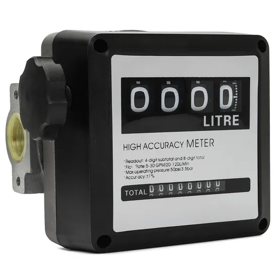 Mechanical Flow Meter 4-Digit Diesel Gasoline Petrol Oil Analog Fuel Flow Meter