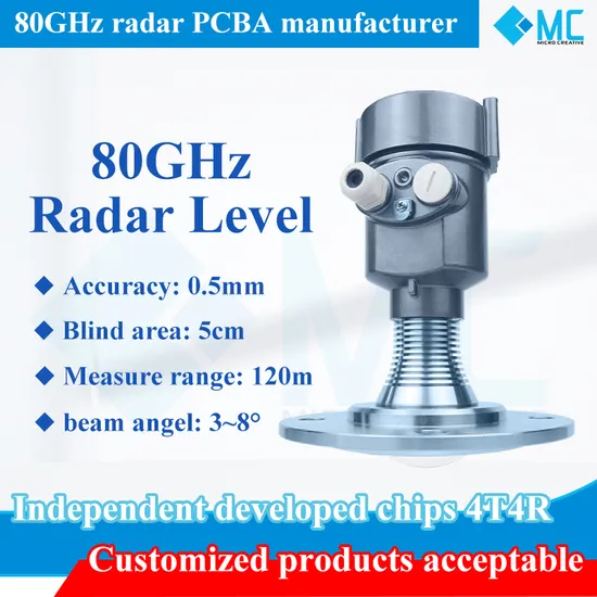 High Accuracy 4 Wires 80GHz Radar Level Meter Transmitter Suitable Corrosive Fluids 10m