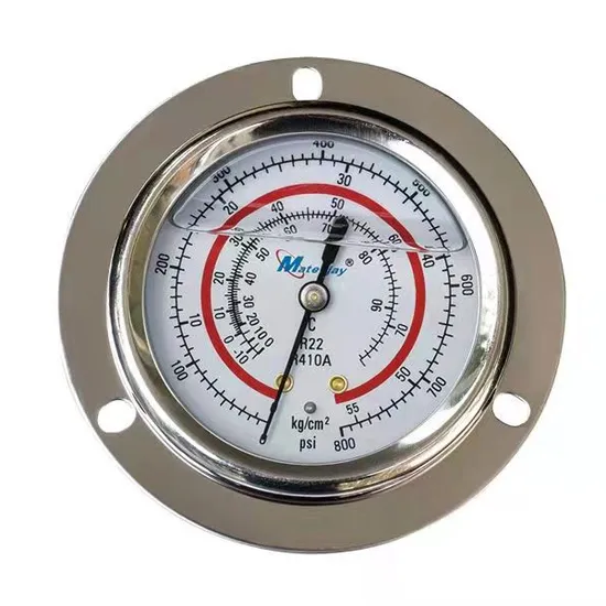 63mm Back Front Flange Anti-Vibration 2.5" Refrigerant Oil Filled Pressure Gauge R22/R410A