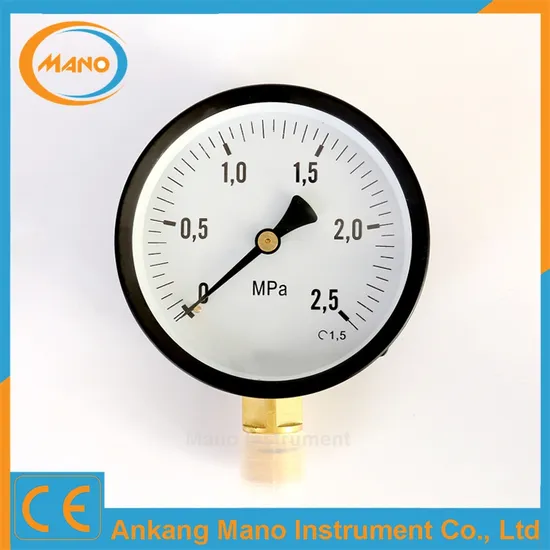 100mm Black Steel Case Dry General Pressure Gauge, 0-2.5MPa Brass Connection
