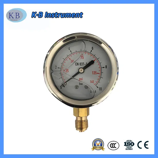 Pressure Gauge Manometer Glycerine Oil Filled All Stainless Steel