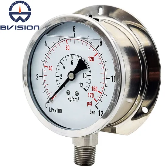 Ybf100bd 12bar Anti-Vibration Anti-Corrosion Black Steel Digital Gas Vacuum Pressure Gauge Pressure Meter Gauge with Flange