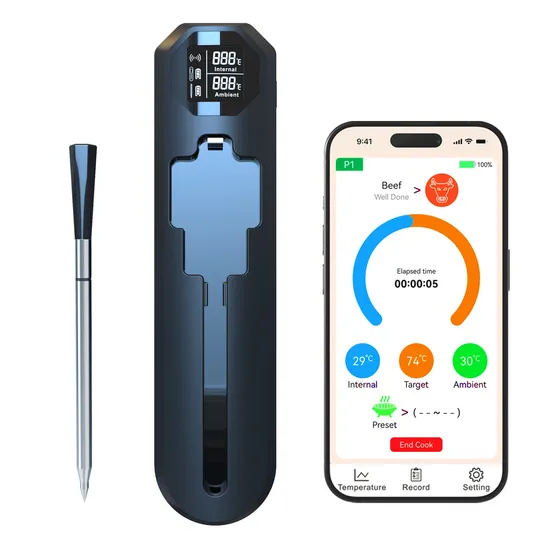 Upgraded Extra Long Range Smart Wireless Meat Thermometer 100% Waterproof Meat Thermometer for Oven Grill Smoker Cooking BBQ