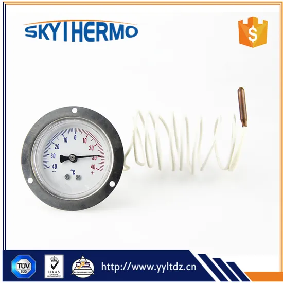 High Quality Stainless Steel Flange Small Round Boiler Industrial Thermometer with Ss Capillary Tube