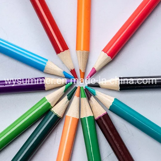 School Stationery Double Lead 24 Colors Pencils 2.8mm Round Poplar Wood Colored Pencil for Gift