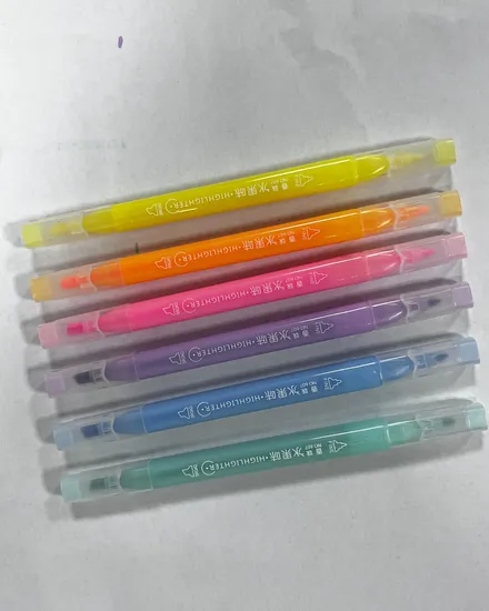 Double-Ended Highlighter Watercolor Pen Marker Marcador Fineliner for School