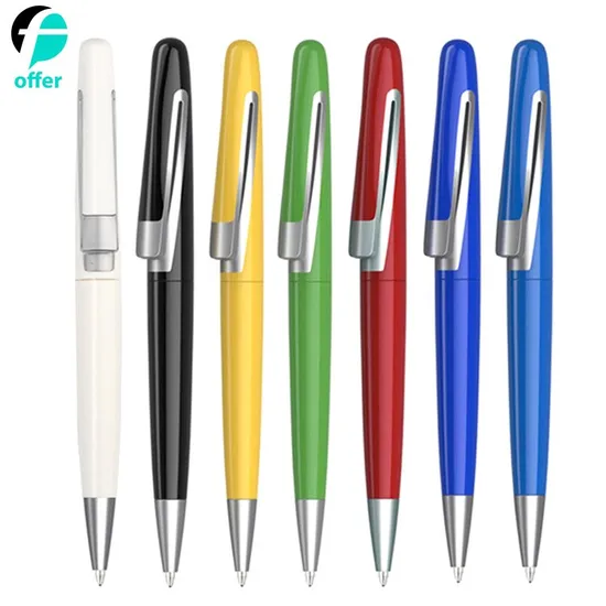 Office Clip Type Plastic Ballpoint Pen