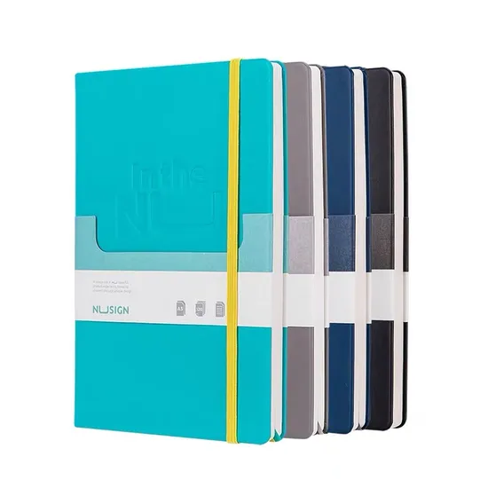 A5 Size B6 Mini Leatherette Fabric Softcover Hardback PU Foam Leather Card Hard Cover Dotted Blank Lined Page Sheet Ribbon Pen Holder Elastic Band Tabs Notebook