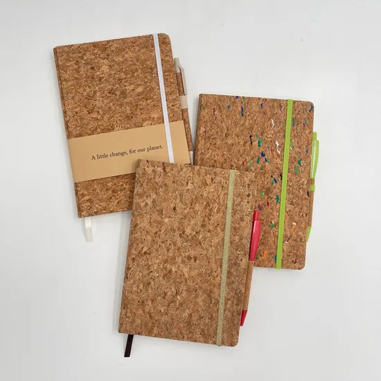 Promotion Gift Office Supply Cork Notepad Hardcover Notebook with Pen