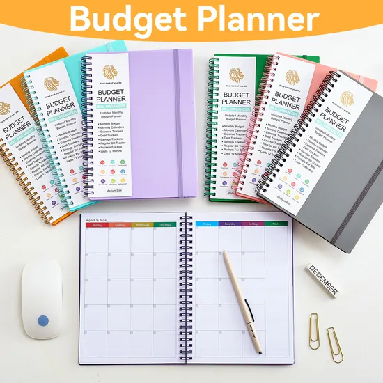 2025 Amazon Hot Sell Manufacturer PU Spiral Binding Daily Monthly Budget Planner