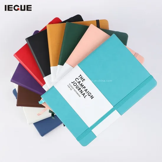 High Quality Business Office-Supplies Personalized Printed PU Leather Custom A5 Hardcover Journal Notebook
