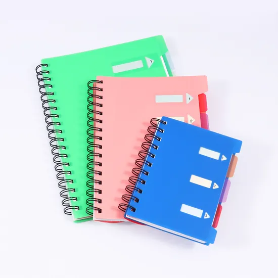 Foska Strong Black Twin-Wire Binding 180&deg; Lay-Flat College Ruled Hardcover Notebook with Dividers for Work Organization