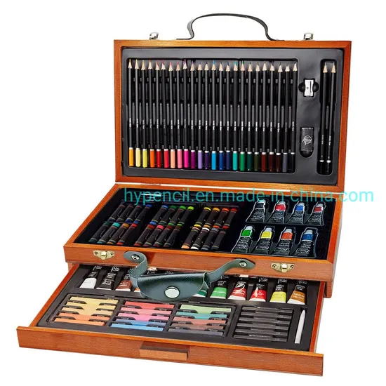 80 PCS Art Set, Coffret Beaux-Arts En Bois