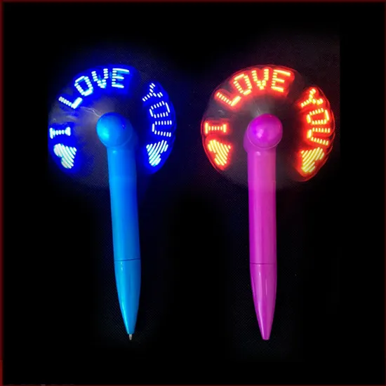 LED Luminous Fan Pen Mini Fan with Metal Ballpoint Pens