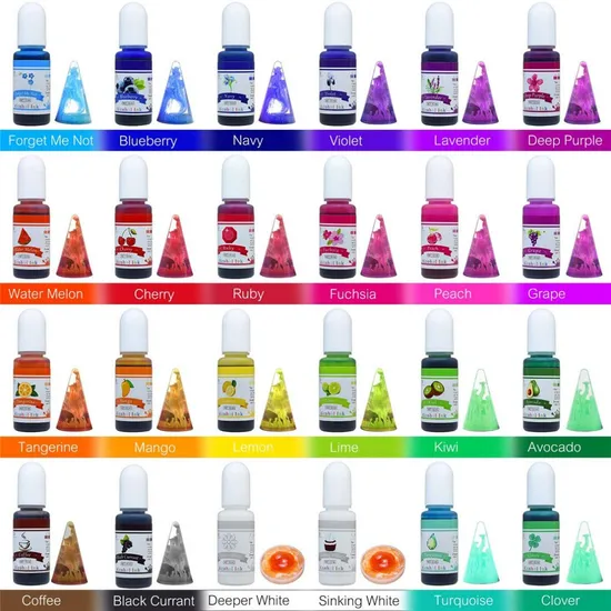 24 Bottles Colors High Concentration Alcohol-Based Ink, Concentrated Epoxy Coloring Dye