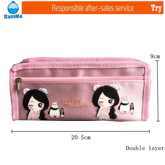 Double Layer Capacity Pink Girl Pencil Bag for School Office Stationery