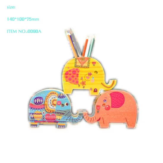 Plastic Elephant Animal Shape Wooden Pencil Pen Case