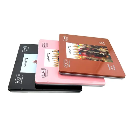 Cross Border Square Stationery Tin Box, Student Universal Watercolor Pen, Pencil Iron Can, Multifunctional Color Packaging Box