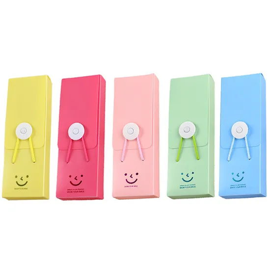 School Office Cheap Smile Plastic Student Pen Pencil Case Box Custom Logo