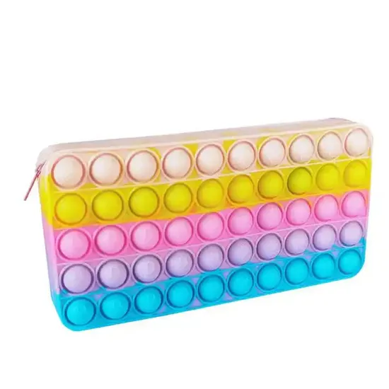 New Design Decompression Poppet Fidget Pencil Case for Tangle Bubble Silicone Pen Case Pops up Fidget Popper Pencil Pouch