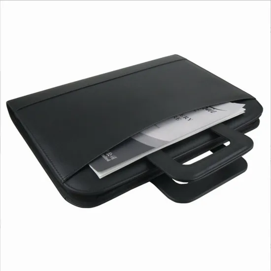 A4 Zipper Leather File Folder Document Holder Office Notepad Business Folder Portfolio